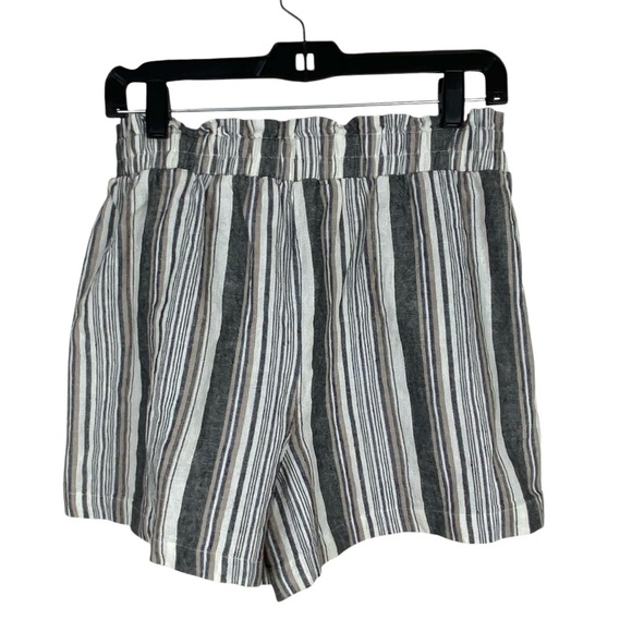 Blu Dahlia Linen Blend Shorts Women’s Size M Striped Tan Gray White - Picture 4 of 8